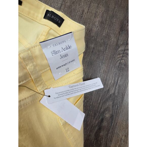 Talbots Jeans NWT 12 Light Soft Pale Yellow Slim Ankle Jeans - Picture 4 of 5